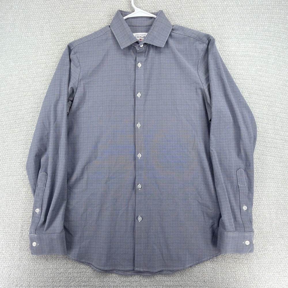 Mizzen+Main Leeward Shirt Mens L Trim Fit Glen Plaid Stretch Made in USA